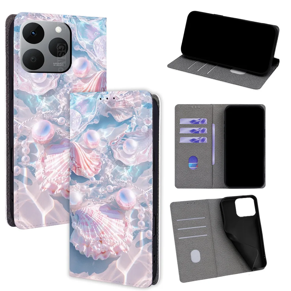 

Colorful Beach Magnetic Flip Phone Cover for Vivo V27 S19 S20 V40 V30 S12 V23 S16 V23 S17 S18 T2 with Built-in Wallet Card Slots