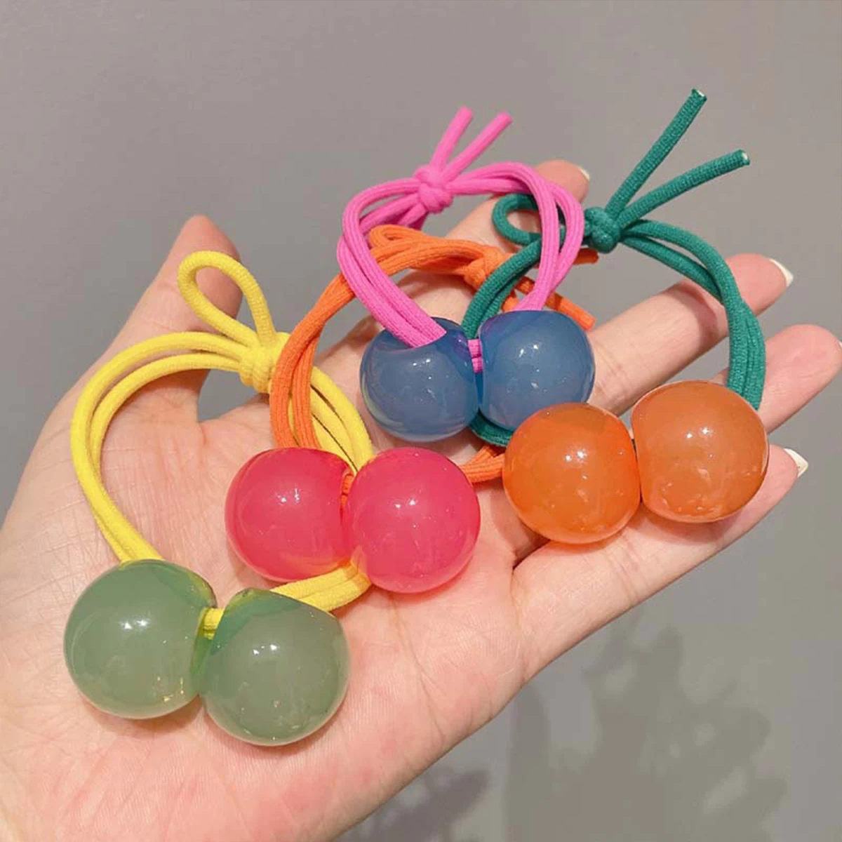 1pc Fashion Color Jelly Ball Rubber Band Ladies Jewelry Hair Circle Cute Jelly Hair Accessories for Girls