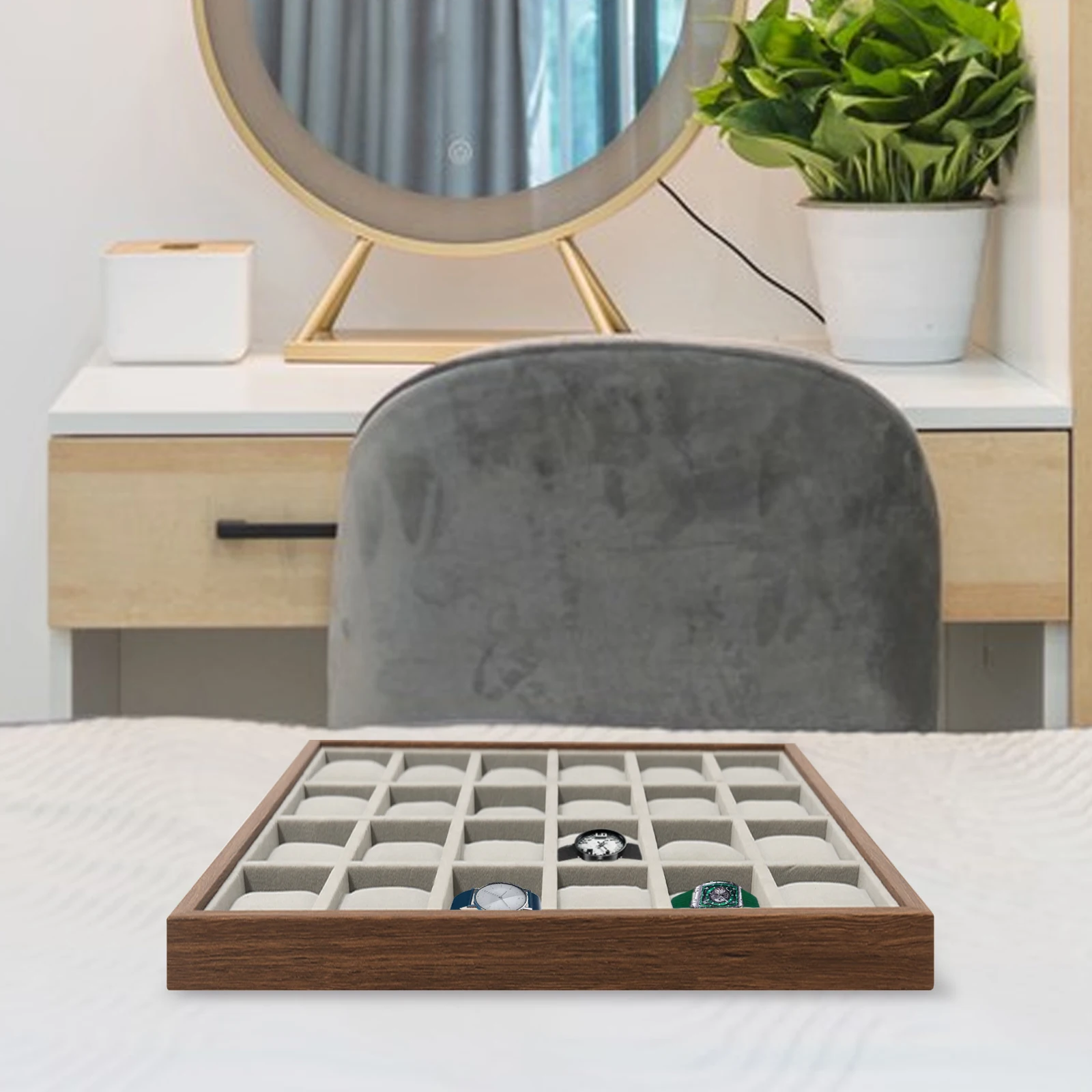 24 Slots 40*33*4.5cm Watch Box Case Watch Storage Box Home Watch Bracket Jewelry Display Travel Multi-piece Storage Case