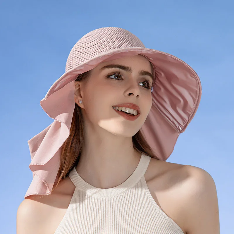 Summer Hat Women Large Eave Shawl Hat Outdoor Fashion Fisherman Hat Sunscreen Sun Protection Bucket Hats Travel Mesh Breathable