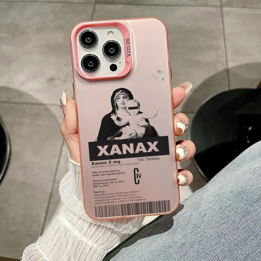 Xx-ANAX C-ChillS PillS جراب هاتف آيفون 11 12 13 14 15 16 17Pro Max Air Plus حافظة فضية ملونة فاخرة راقية #2