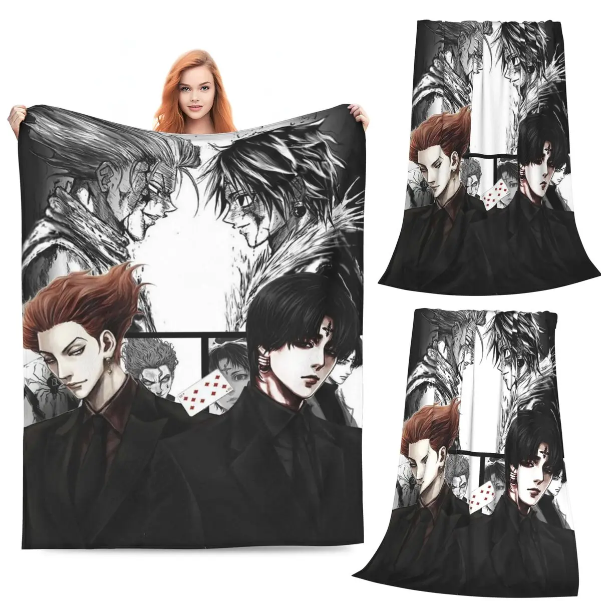 

Одеяла Hisoka Anime Hunter X Hunter Phantom Troupe Chrollo, теплое фланелевое одеяло для гостиной, пикника, путешествия, дома