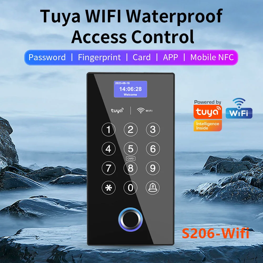 Clavier de contrôle d'accès autonome Wifi par empreinte digitale, NFC, RFID, étanche, rétroéclairé, 
