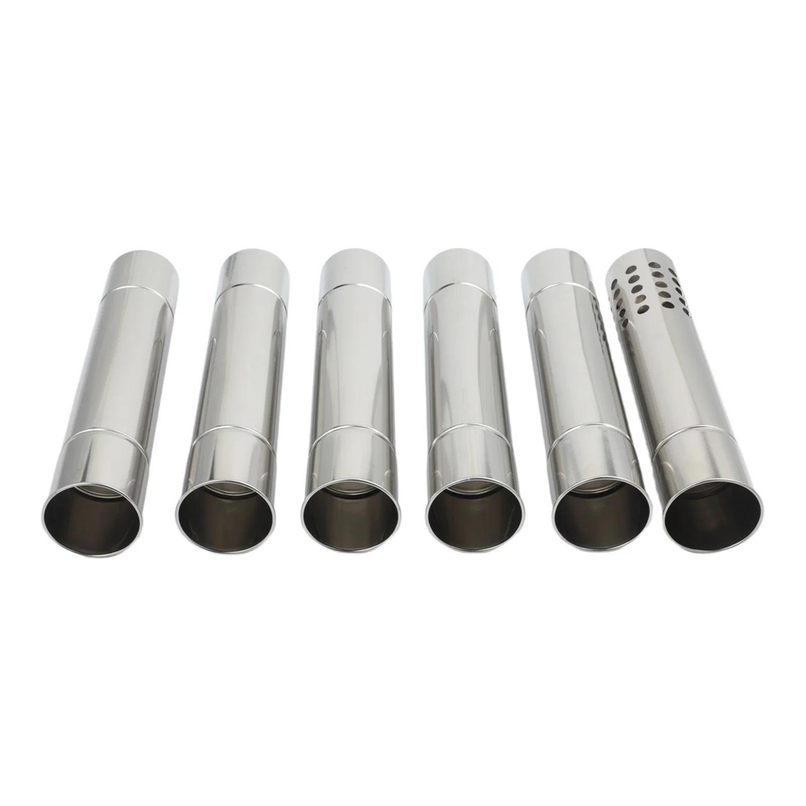 Stainless Steel Wood Stove Chimney Extension Kit with 5 Pipes and Spark Arrestor for Outdoor Camping Tent Heating Solutions