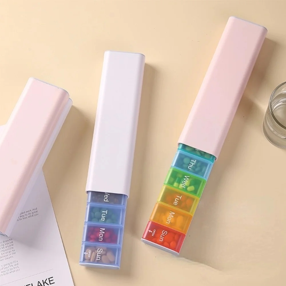 Neue Premium 7 Tage 7 Grids tragbare wöchentliche Press-Typ große Pillendose täglicher Koffer Aufbewahrungsorganisator für Vitamin-Medizin-Fischöle