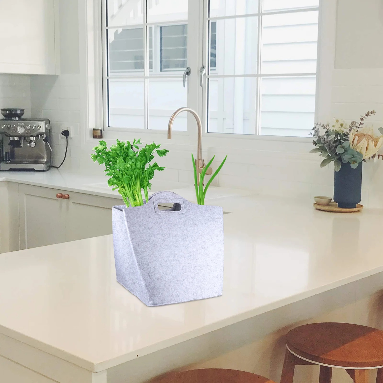 

Large Capacity Felt Storage Basket Bin Grey Foldable Organizer For Camping Laundry Sundries Household Collapsible Basket