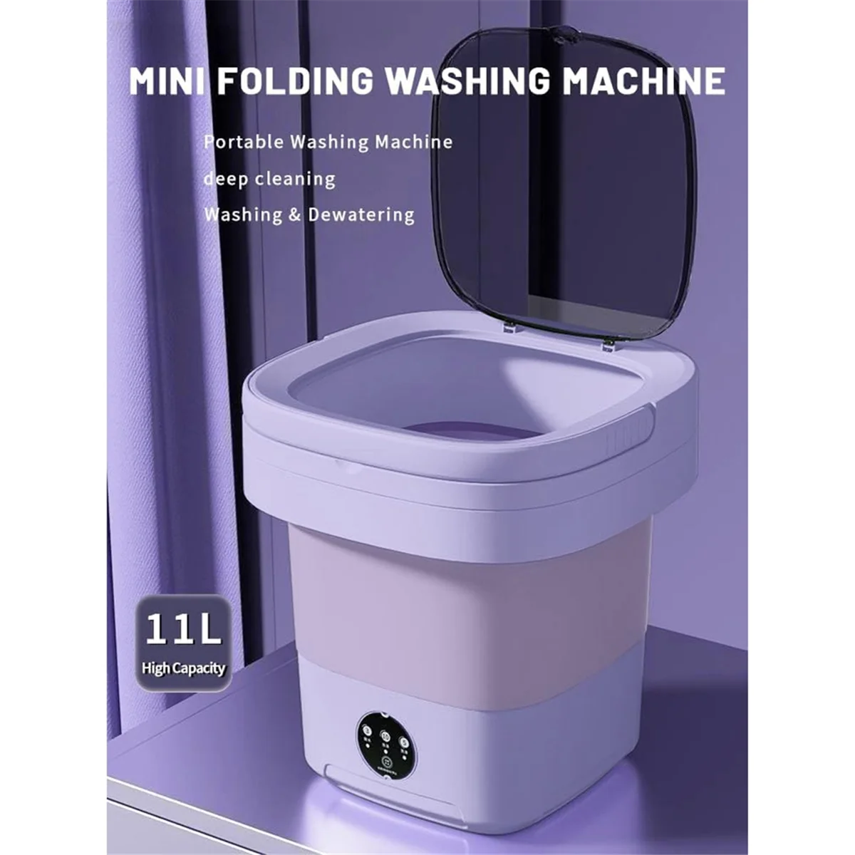 

A66I Portable Washing Machine,Mini Washer,Large Capacity Foldable Washer.Deep Cleaning of Underwear, Clothes Green EU Plug