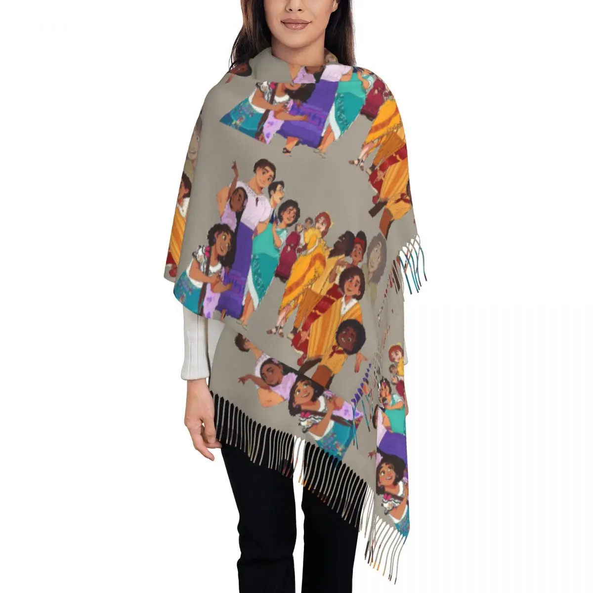 Custom Printed Cartoon Encanto Scarf Men Women Winter Warm Scarves Shawls Wraps