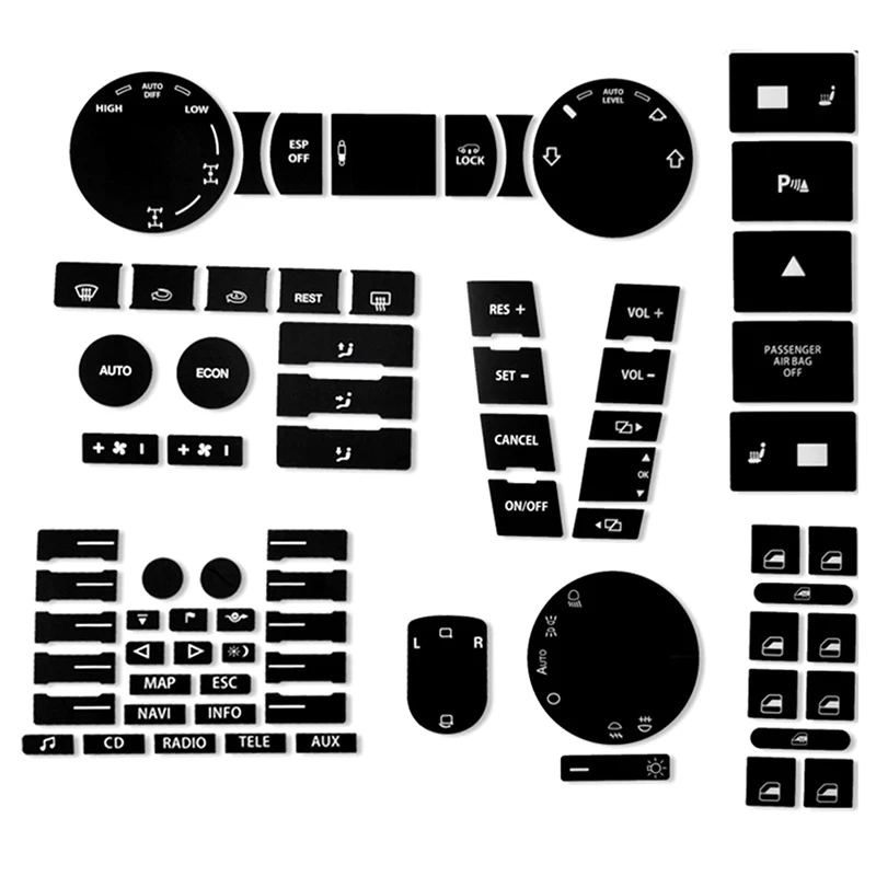 8PCS Set Car Matte Black Worn Button Repair Kit Stickers Decals For Touareg 2005-2010