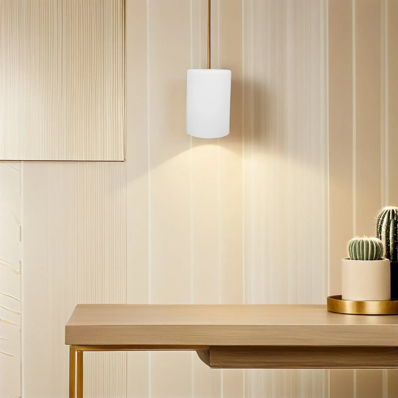 White Glass Cylinder Lampshade 4.2cm Opening Drum Cylinder Lamp Shade Replacement for Table Lamps Wall Sconces Living Room Light