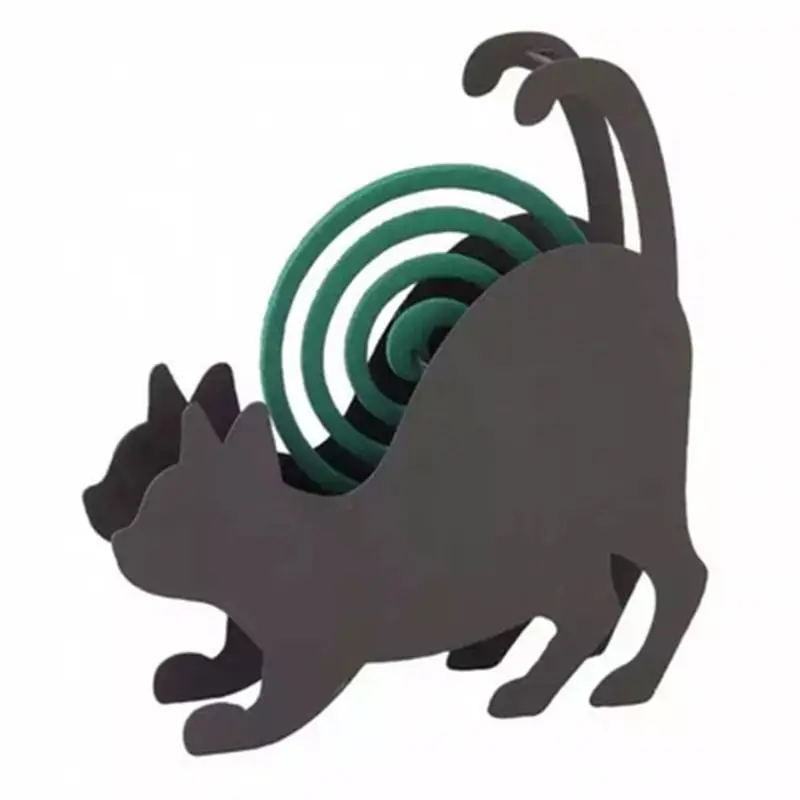 

Black White Cat Mosquito Coil Holder Creative Incense Stand Fireproof Dustproof Vintage Home Decor Mosquito Repellent StorageBox