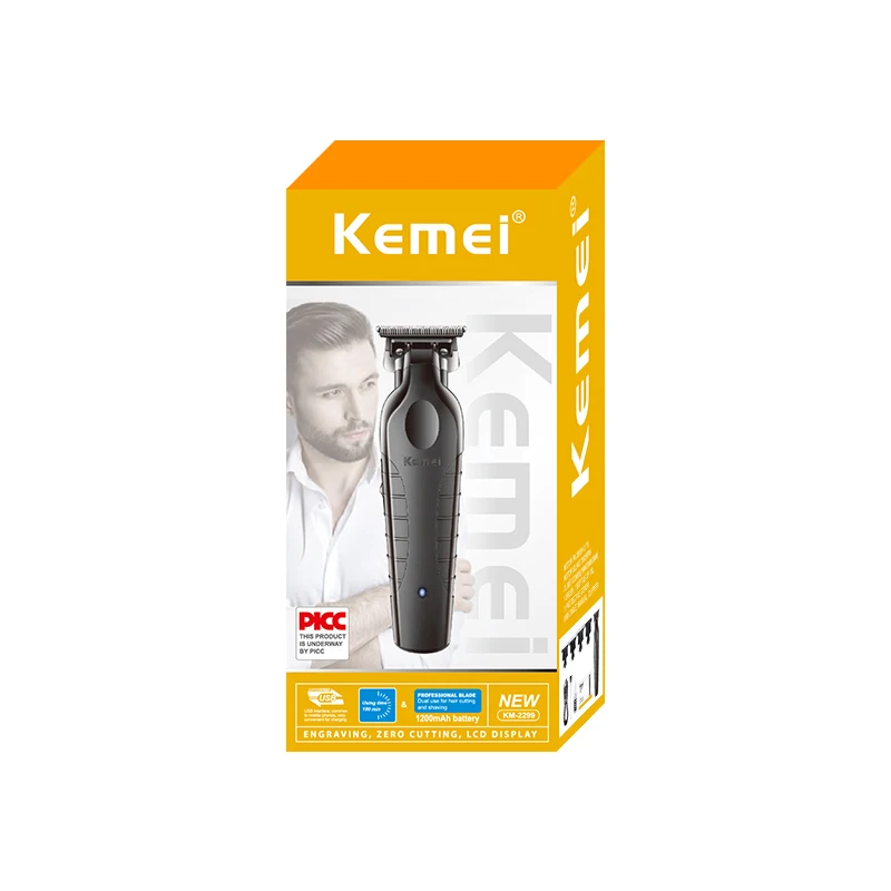 Kemei 2299 مشابك شعر كهربائية رجل المهنية اللاسلكي الشعر المتقلب اللحية المشكل أدوات قابلة للشحن آلة قص الشعر نحت
