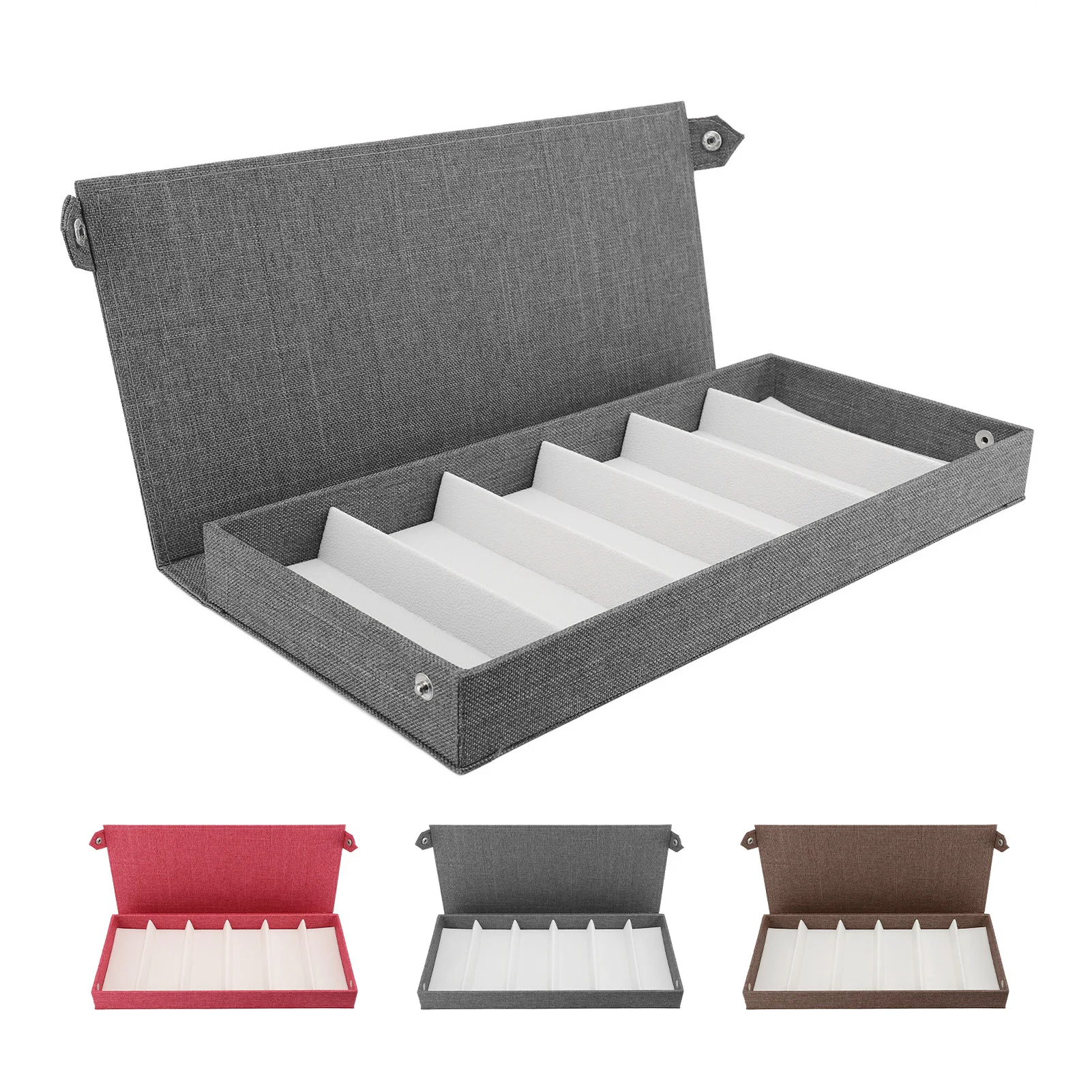 

Linen Eyeglass Organizer Multi Slots Linen Eyeglass Case 6 Grids Fashionable Portable Showcase Prop Eyewear Display for Store