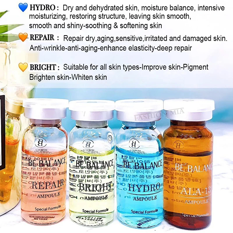 Korea 10ml*5 vials 0.3mm Microneedle Hyaluronic acial Ampoule Skin Booster Moisturizing Rejuvenate Facial Essence Skin Care Kit
