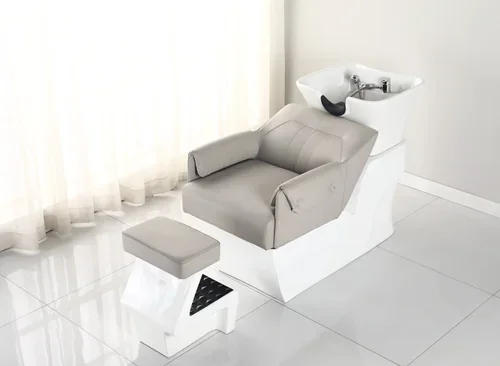 Barber Shop Shampoo Chair Hair Salon Flushing Bed FRP Ceramic Basin Massage Lying Half Bed