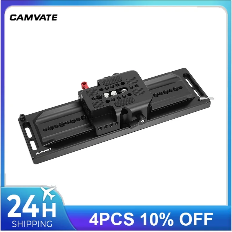 CAMVATE-Placa de cola de milano deslizante estándar ARRI, placa base de liberación rápida y abrazadera de doble varilla de 15mm para plataforma de hombro de cámara DSLR, 12"