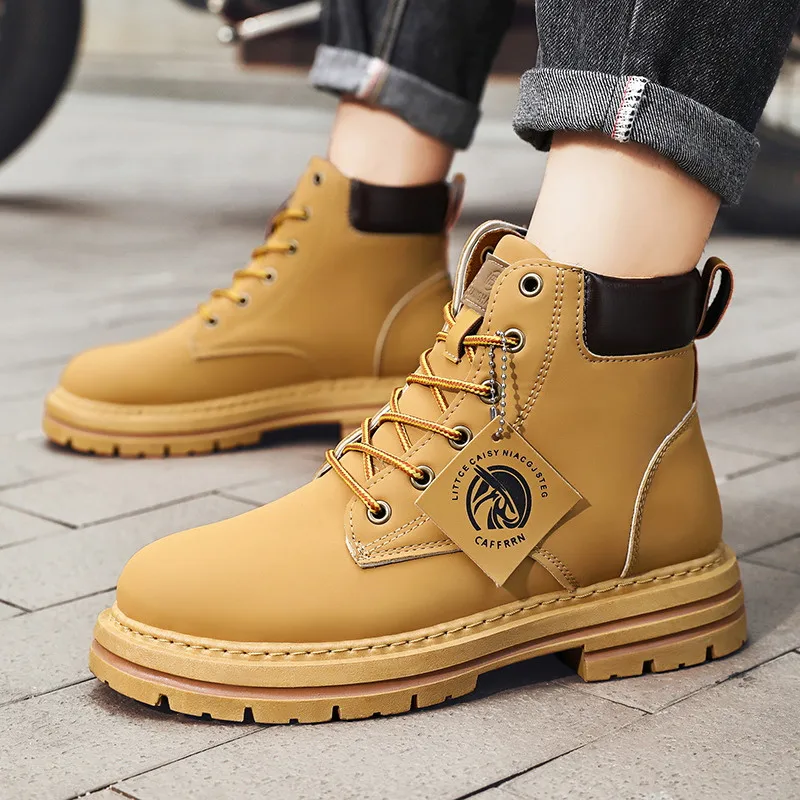 Fashion Green Men\'s Casual Boots 2024 Designer Ankle Boot Men Platform Comfortable Work Boots Male Plus Size 48 botas de hombre