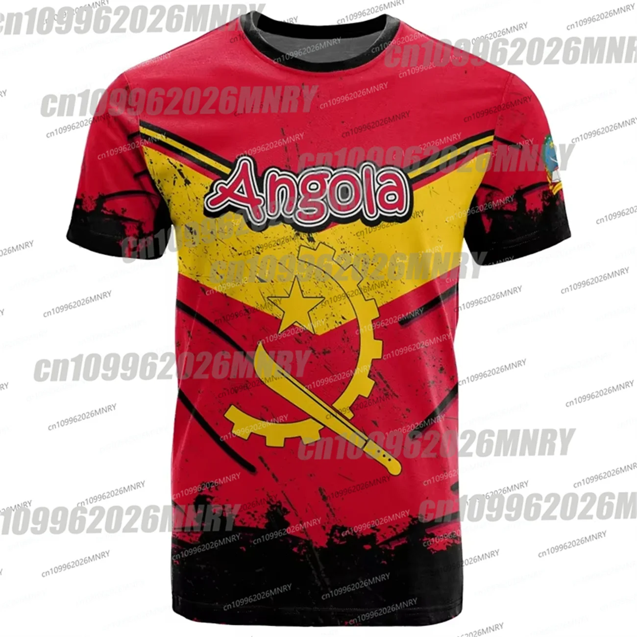 Angola Flag Summer Men's Tshirt Angolan National 3D Print T-Shirt Oversized GYM Tops Sports Fitness Man Short Sleeves Shirts view 2