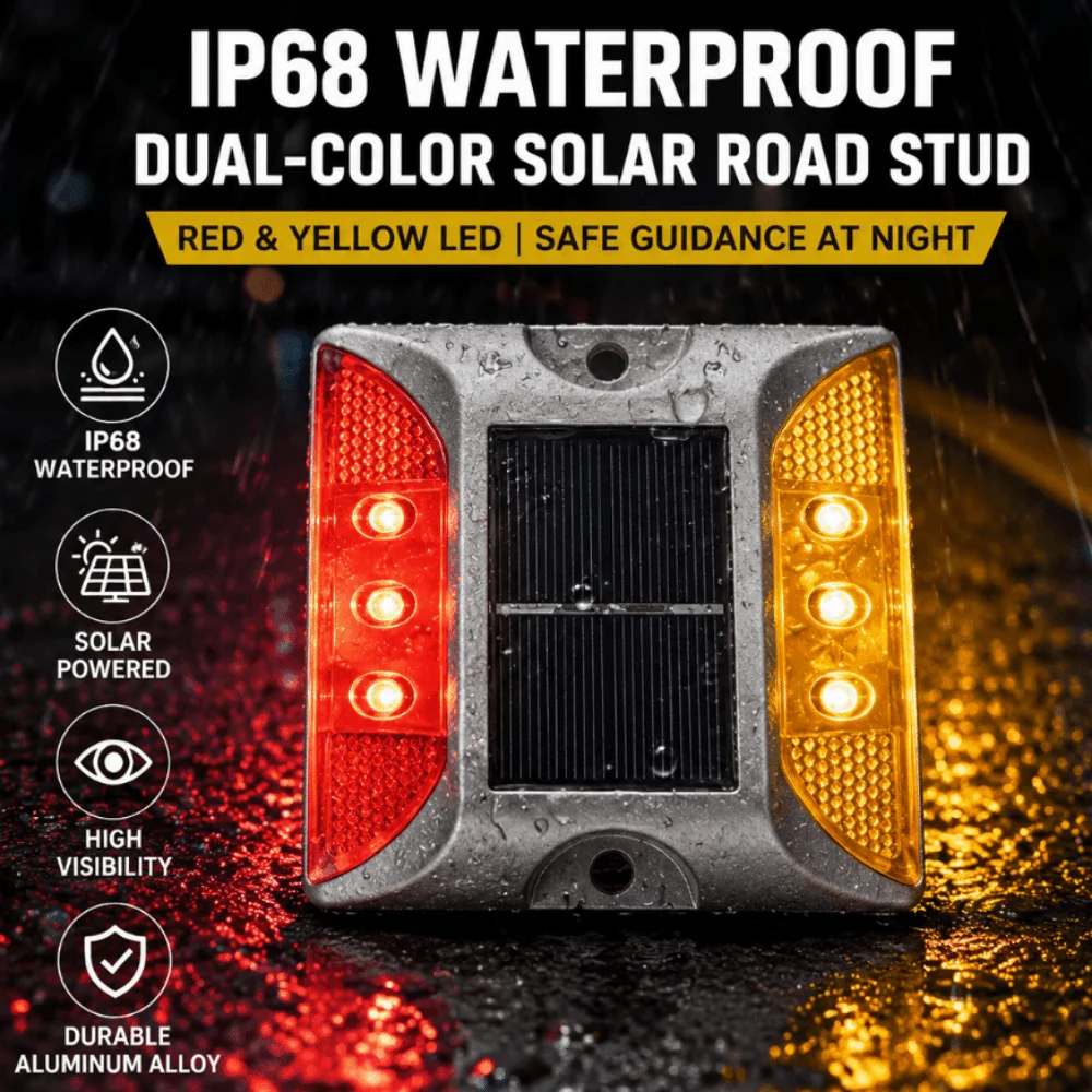 Solar Powered Solar Road Stud Light Outdoor Lighting Durable Traffic Marker Light Flashing Reflective LED Ground Light Sidewalk