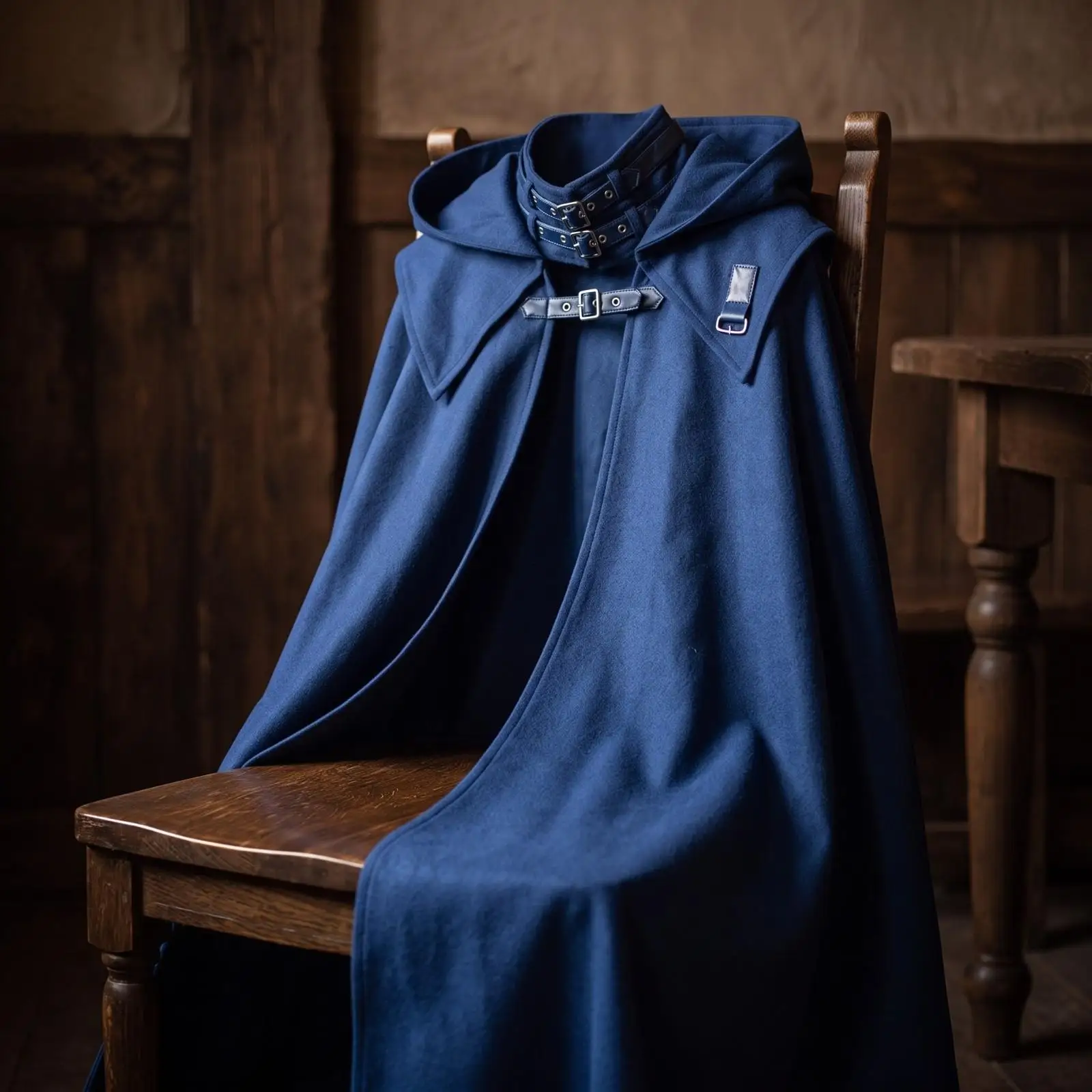 Metallic Fabric Women Hooded Cloak Long Cape with Buckle Straps Gothic Style for Stage Show Costume