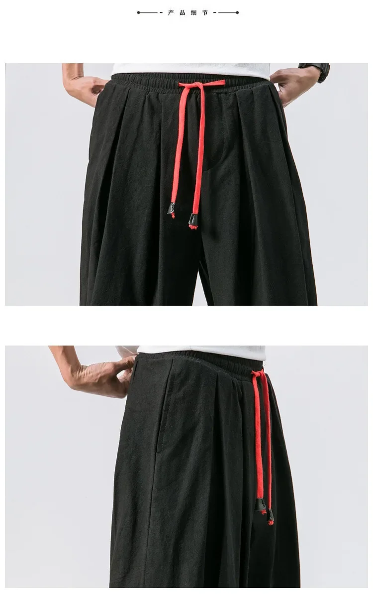 Herren Harems hose mit Bein Baumwolle Leinen hose Frühling Herbst Qualität Männer lässig baggy lose übergroße Hosen Streewear – Detail 18