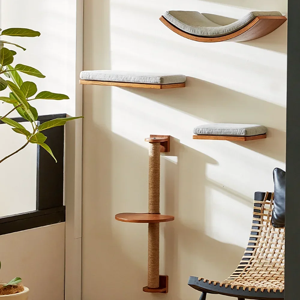Arbol rascador para pared con estantes y hamaca para gatos - imagen 3