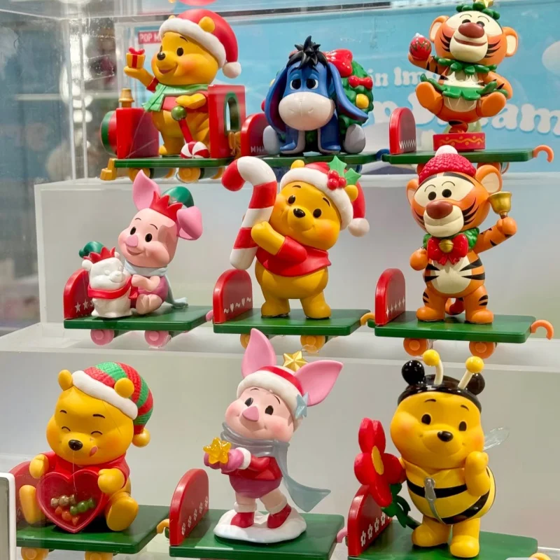 Genuine Disney Blind Box Christmas Winnie The Pooh Toy Delivery Series Winnie Figure Model Suprise Box Desk Decor Kids Xmas Gift