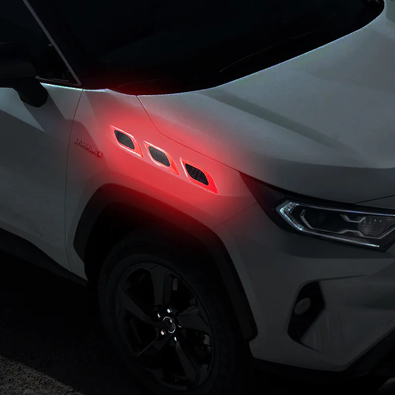 6Pcs Car Reflective Bumper Strips 3D Carbon Fiber Night Safety Driving Tape Secure Reflector Stickers Car Exterior Accessories