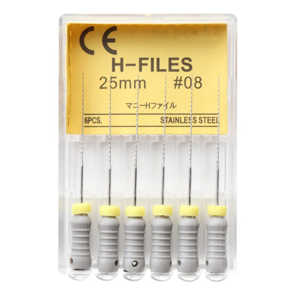 6pcs/Pack Dental Endodontic H-FILE 21/25/31mm Stainless Steel Endo Root Canal Files Hand Use HEDSTROEM Dentist Products Tools