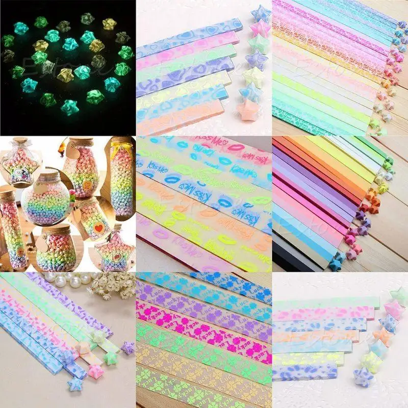 97qd 30pcs Luminous Lucky Star pieghevole Paper Rucky Star Paper Ribbon