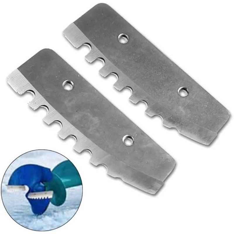 Stainless Steel Ice Auger Blades with pointed and serrated edge 2pcs Ice Auger Blades, 8 inches Replacement Auger Blades