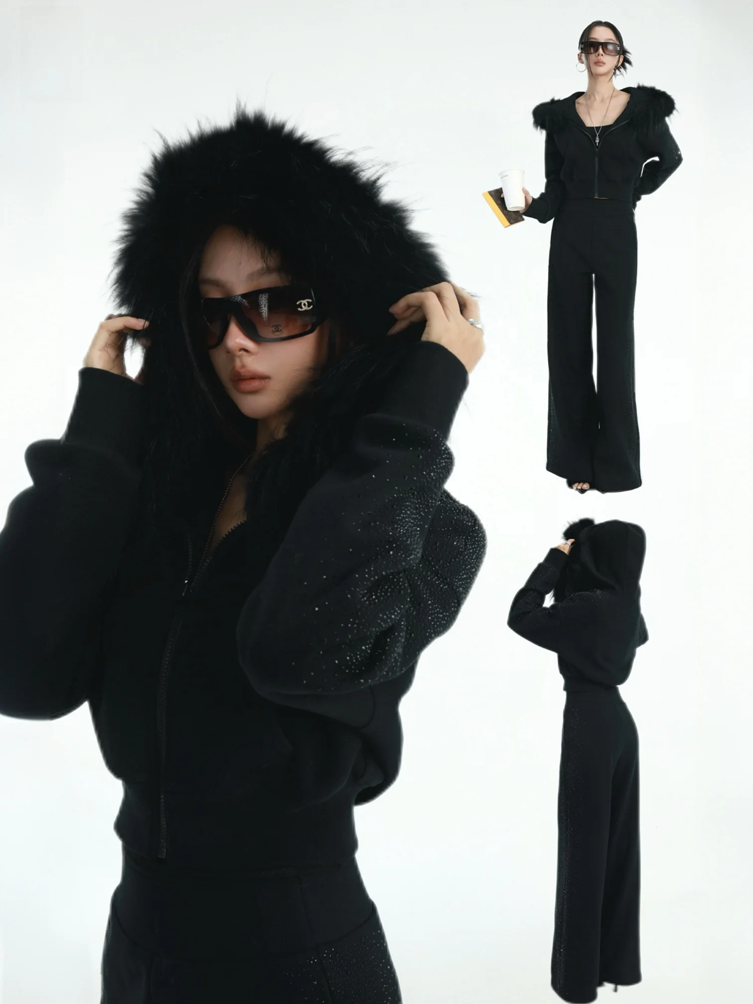 

Limited Edition Dailyhero Silver Velvet Coat Rhinestone Embellied ort Outerwear Ladies Winter Faion Mero