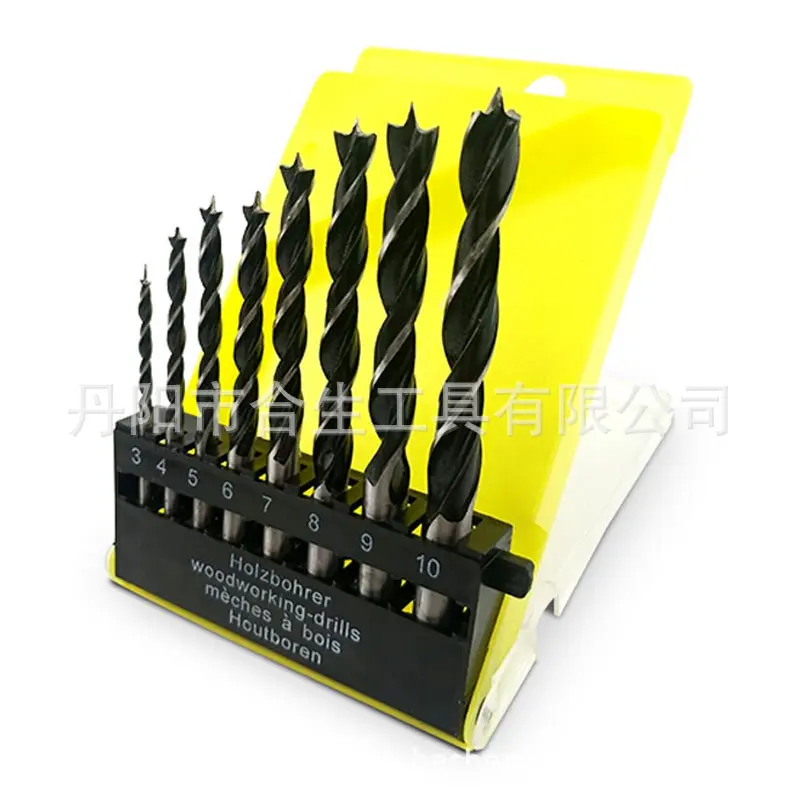 8pcs/set 3-10mm 3-pointed woodworking drilling, DC support roller drilling, electric drill head worker,with plastic box