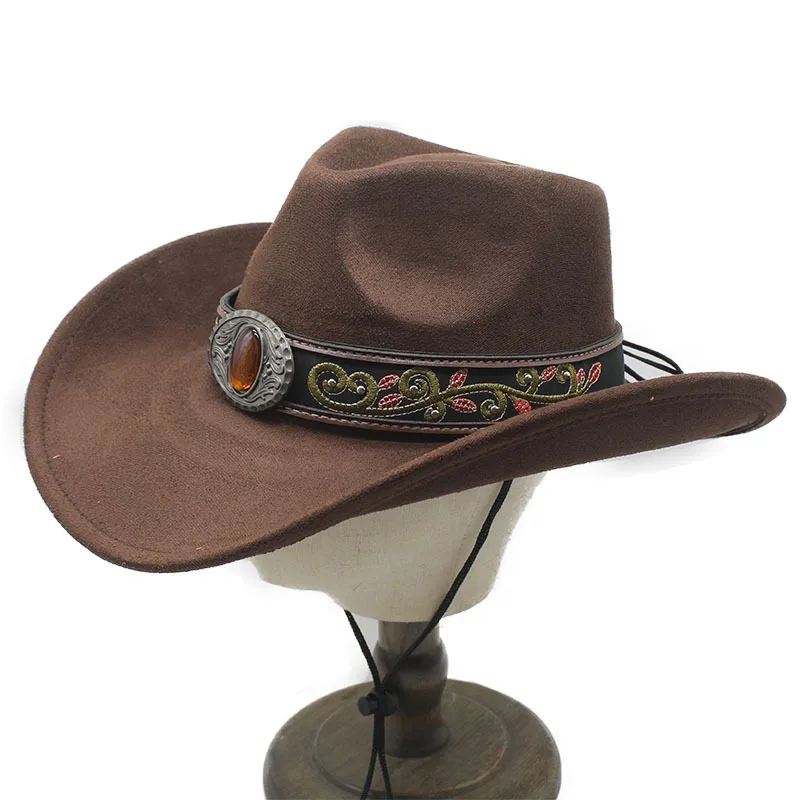 western-cowboy-curled-brim-big-brim-cowboy-hat-cow-head-accessories-suede-jazz-hat-riding-hat