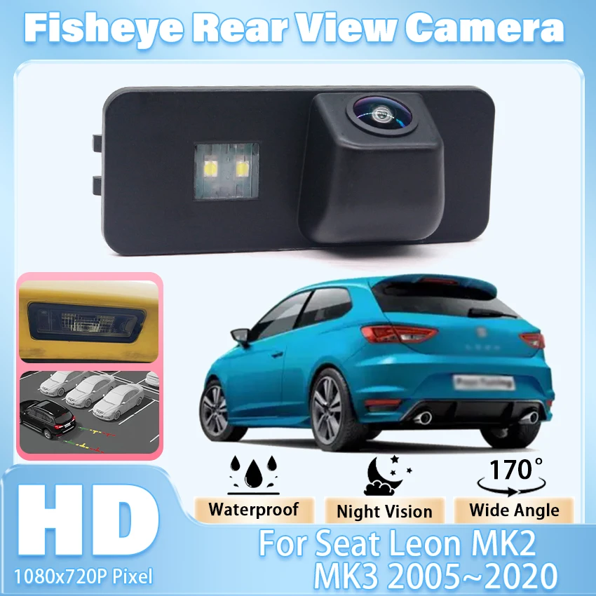 

CCD HD 1080x720P Автомобильная камера заднего вида для Seat Leon MK2 MK3 2005 ~ 2020 Автомобильная камера заднего вида Кронштейн освещения номерного знака