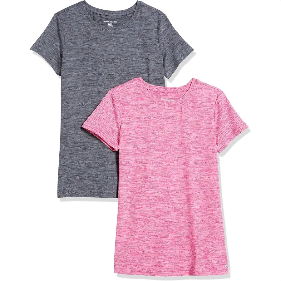 

Women's Active Quick Dry Tech Stretch ShortSleeve Crewneck TShirt Available in Plus Size Multipacks