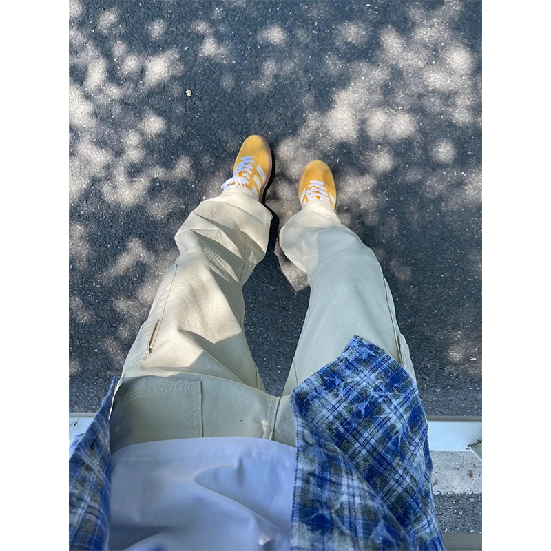 

Summer Youth Sle Logging Work Pants Men's Outdoor Mountain Climbing Straight Leg Trousers mid Waist Long Pants White Color