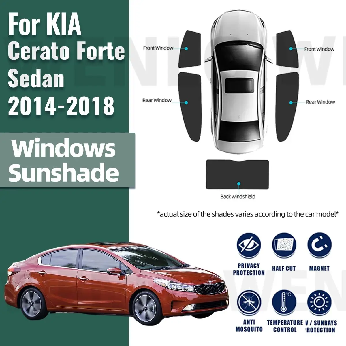 

For KIA Forte Sedan Cerato K3 YD 2012-2018 Magnetic Car Sunshade Front Windshield Curtain Rear Side Window Sun Shade Shield