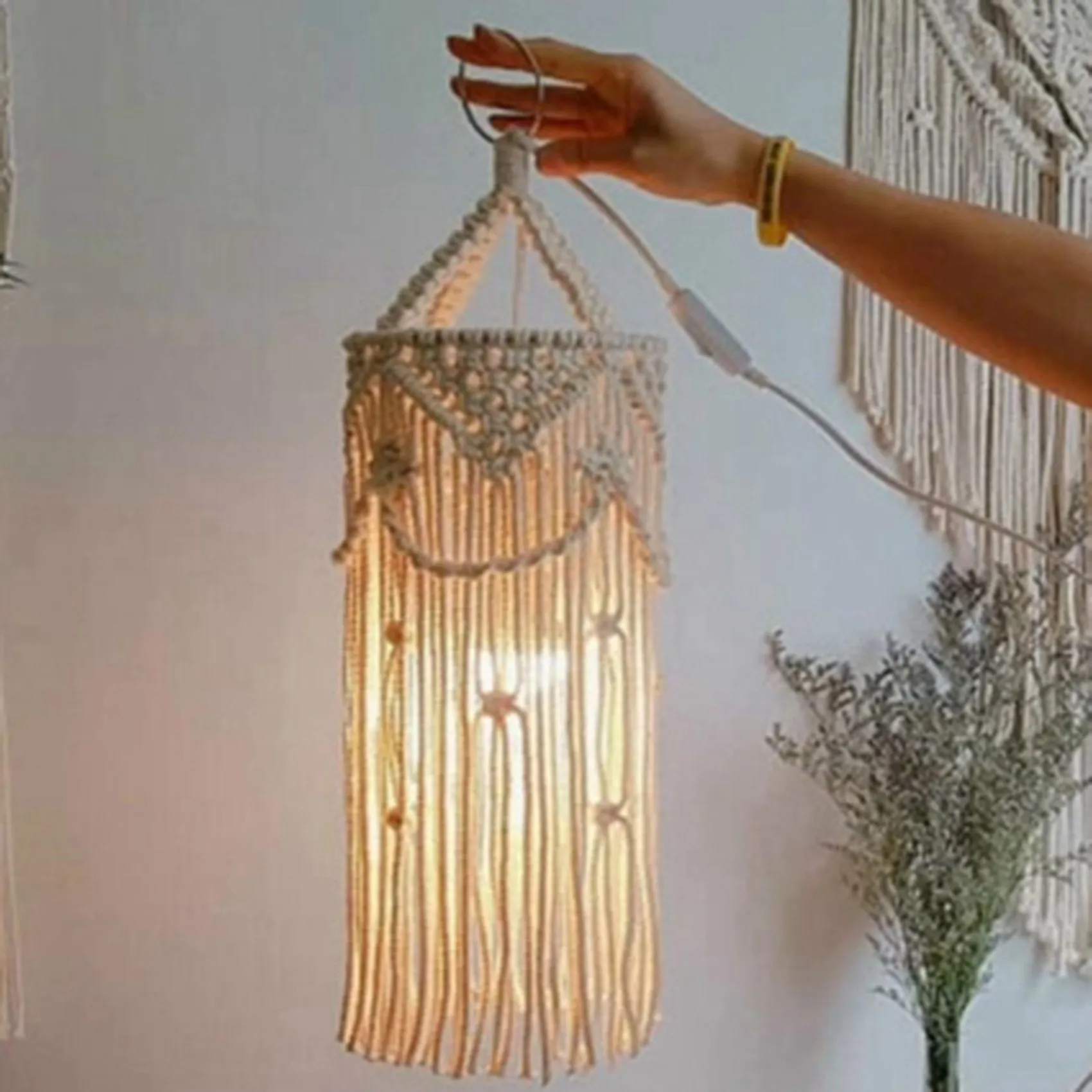 B62B-2X Chandelier Boho Decor Hand-Woven Charm Macrame Wall Hanging Creative Home Bunk Home Decoration Lamp Shade Mandala
