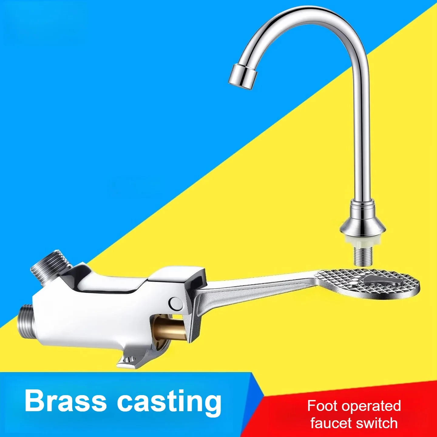 Foot-operated Faucet Brass Hospital Laboratory Food Factory Basin Foot Valve Single Cold Foot Faucet  Kitchen Water Faucet