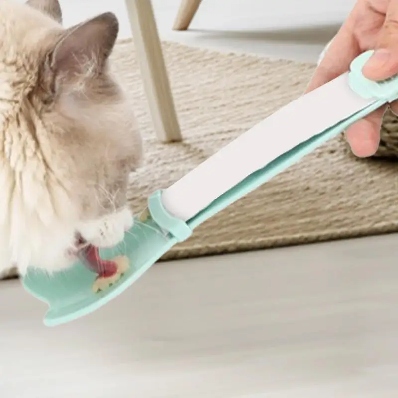 Cat Strip Squeezer Pet Feeder Heart Shape Strip Squeeze Spoon Cat Snack Scoop Wide-Mouth Portable Cat Food Spoon Cat Food