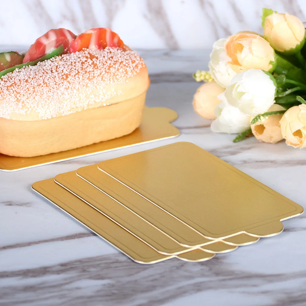 

100pcs Paper Mousse Mats Large Cake Serving Base Disposable Cupcake Tray (Golden) cake board cardboard cake base