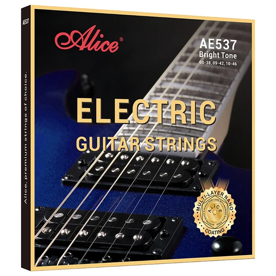 Alice AE537 Electric Guitar Strings Brass Color Plated Alloy Winding Hexagonal High-carbon Steel Core Performance Strings