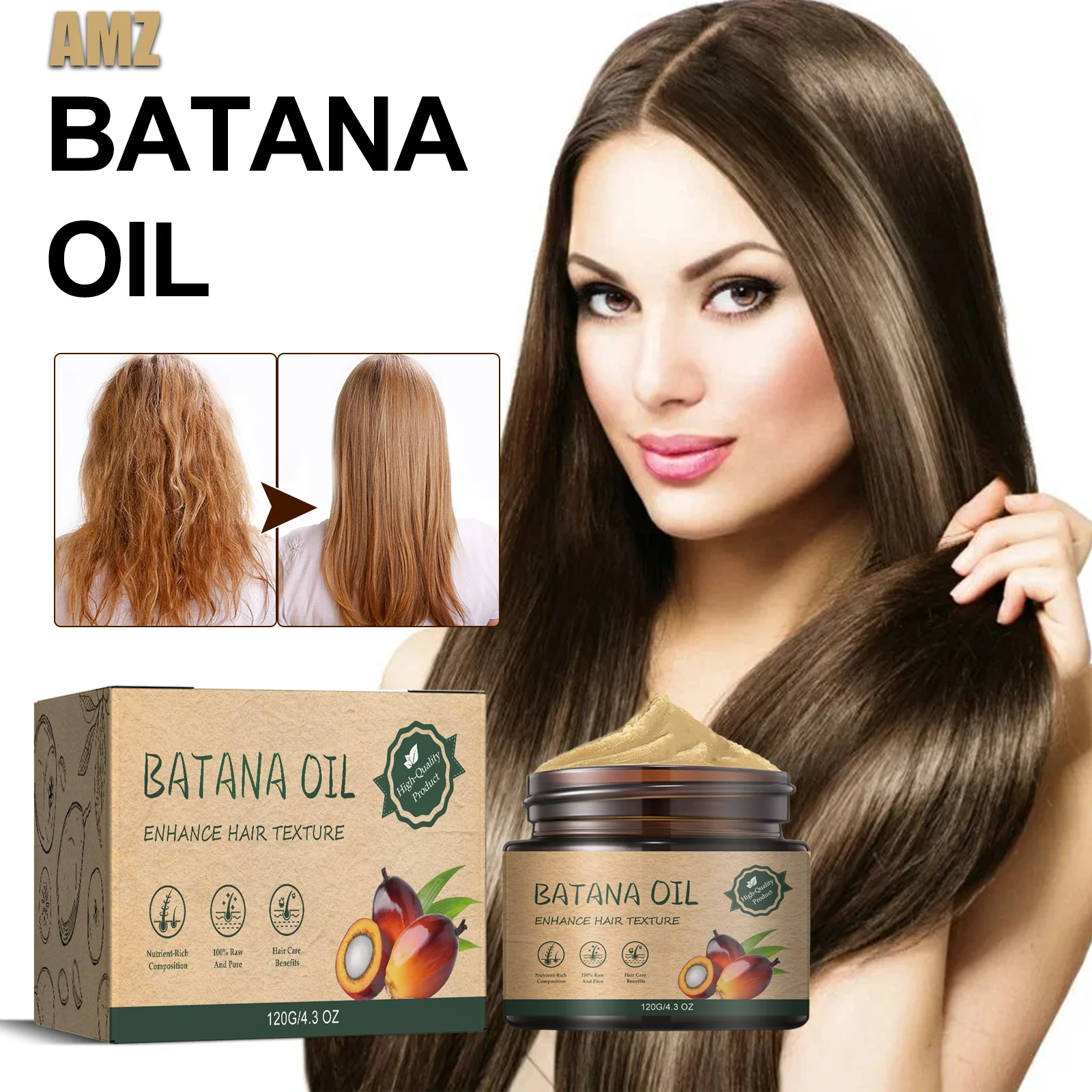 

120g Batana Hair Cream Nourishes and Repairs Dry and Frizzy Hair, Softens and Cares for Hair with a Hair Mask