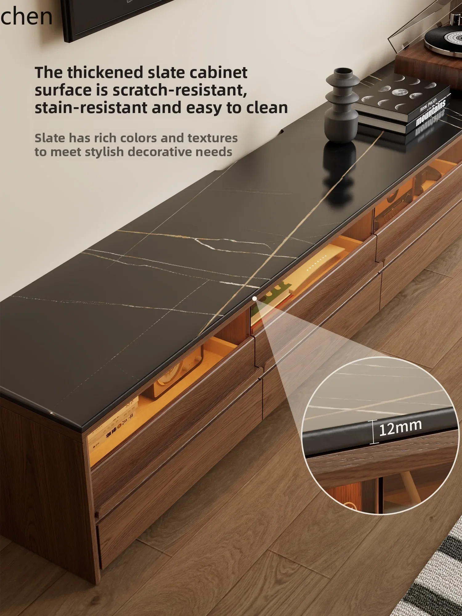 solid wood TV cabinet simple partition storage locker floor audio and video floor cabinet