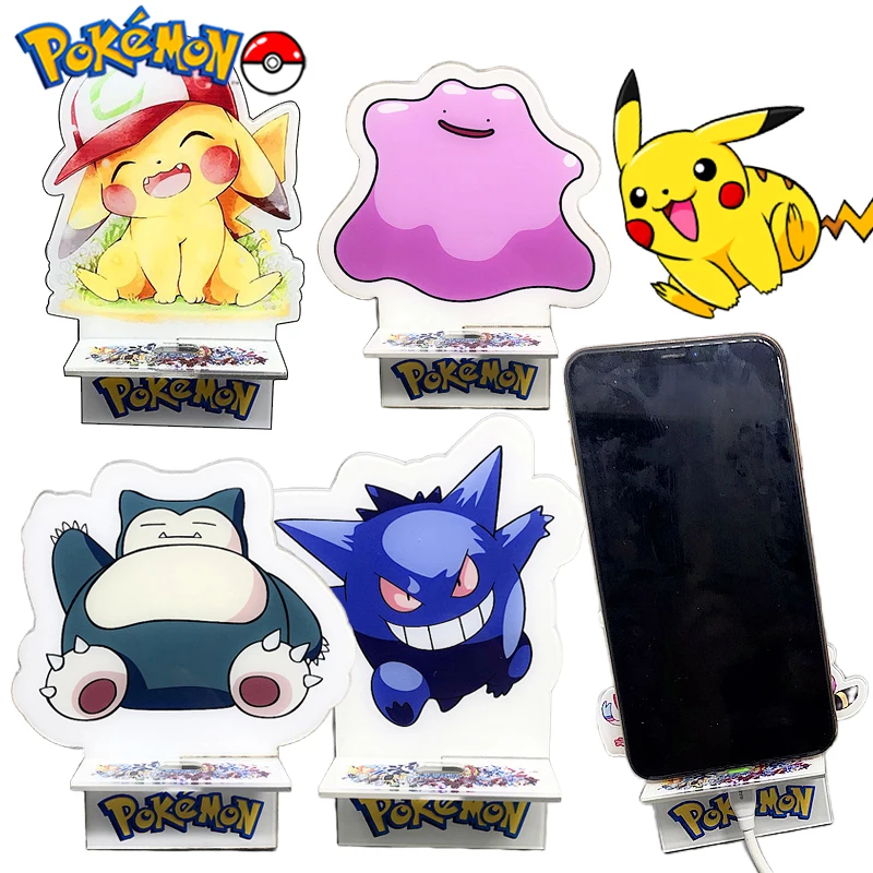 Pokemon Pikachu Phone Holders Cartoon Gengar Acrylic Standing Signs Ornament Kawaii Ditto Phone TV Stand Creative Anime Ornament