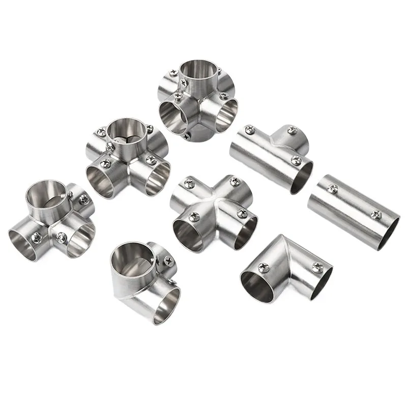 Stainless steel pipe connectors, round pipe fixtures, drying rack accessories, elbow tee joints
