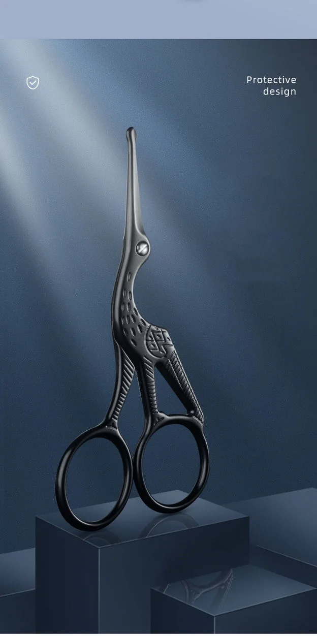 Gesichtshaarschere, abgerundet, professionell, Edelstahl, Schnurrbart, Nasenhaar, Bart, Augenbrauen, Wimpern, Trimmen, Clippers – Detail 8