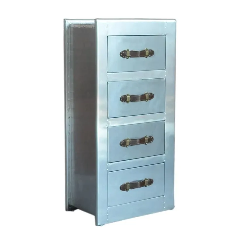 Vintage Industrial Style Four Drawer Sideboard Personalized Book Aluminum Rivet Metal Wardrobe Drawer Living Room Cabinet