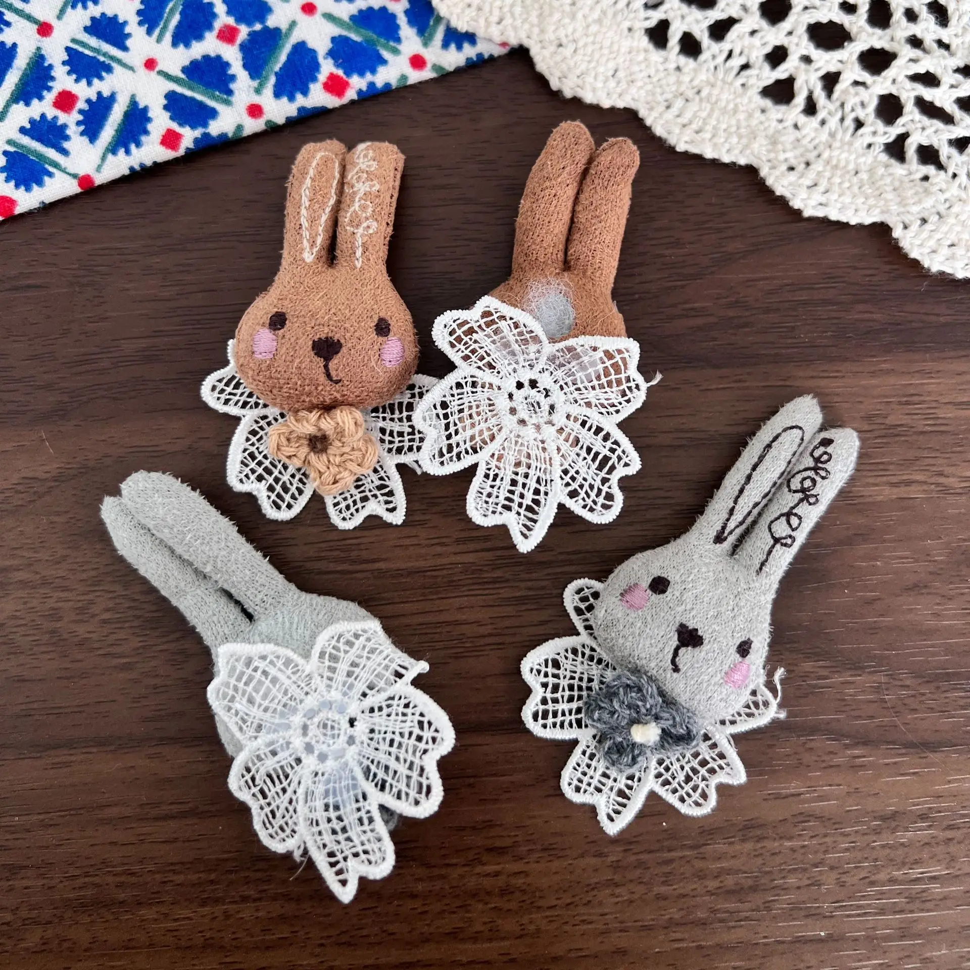 Brooch Pin DIY Accessory Sweet Bunny Cotton Linen Stuffed Craft for Bag Charm Scarf Hat Decor Handmade Lightweight